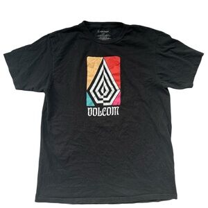 Vintage Volcom Men's Black Tee / Multicolor Graphic